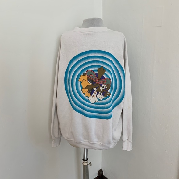 VTG 90s Looney Tunes Double Side Crewneck Sweater Sweatshirt bullseye oversized - Picture 4 of 17